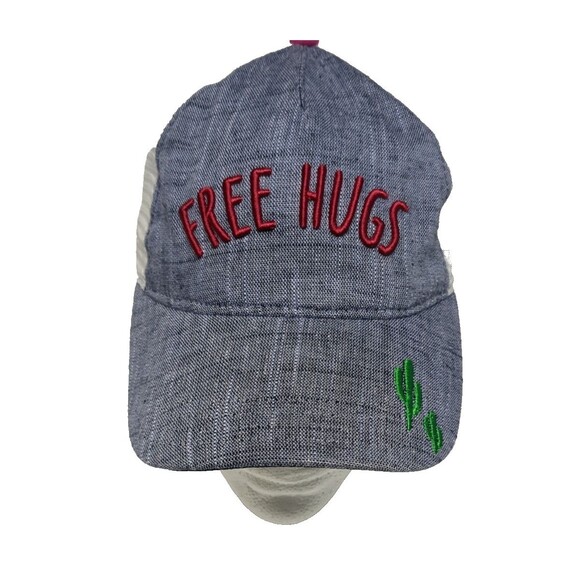 FREE HUGS Cap Trucker Mesh Cactus One Size Snapback Hat Parade Mom Sister Aunt - Picture 2 of 9